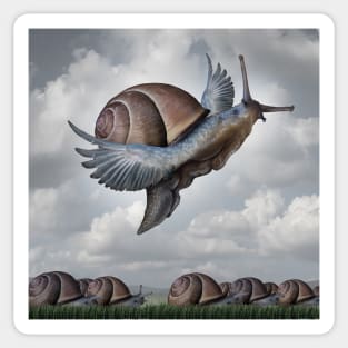 Motivational Concept as a snail Conquering competition as a creative surreal conceptual idea Sticker